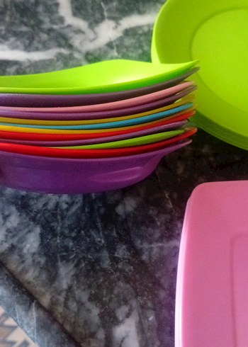 Beden çeşitli Renk Renkli Plastik Mutfak Tabakları Seti@piknik@saklamakabı@tabak#