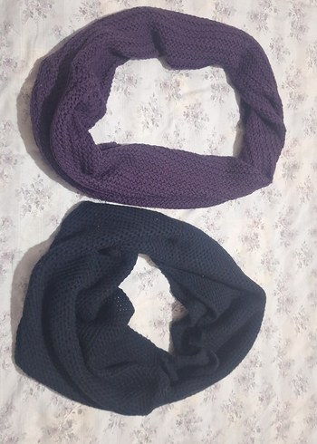 Kadın Örgü boyun bağı - Mor ve Lacivert - Görsel 4