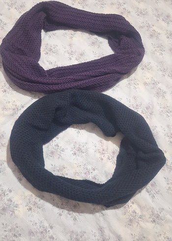 Kadın Örgü boyun bağı - Mor ve Lacivert - Görsel 3