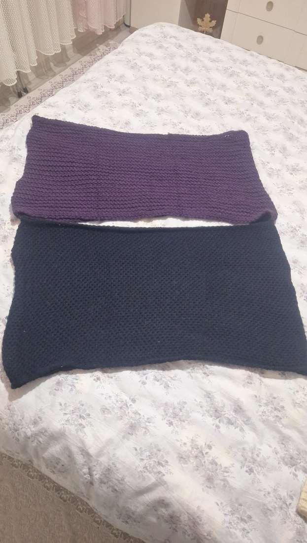 Kadın Örgü boyun bağı - Mor ve Lacivert - Görsel 2