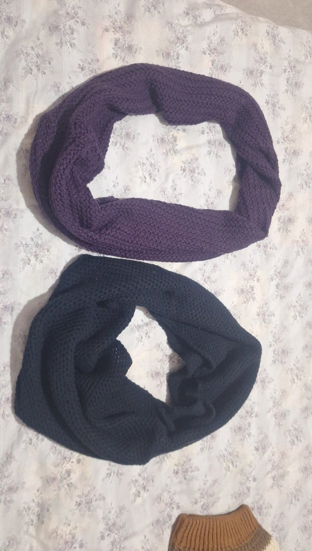Kadın Örgü boyun bağı - Mor ve Lacivert - Görsel 4