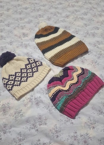 Renkli Örgü Kadın Bere Seti - Görsel 2