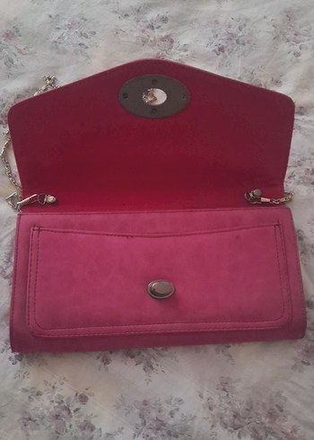 Pembe Süet Tokalı Kadın Portföy Çanta - Görsel 3