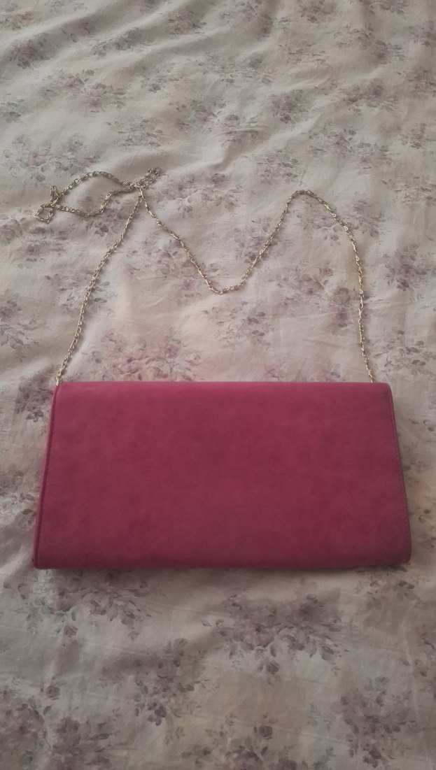 Pembe Süet Tokalı Kadın Portföy Çanta - Görsel 5