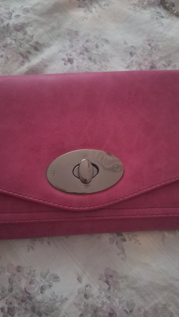 Pembe Süet Tokalı Kadın Portföy Çanta - Görsel 2