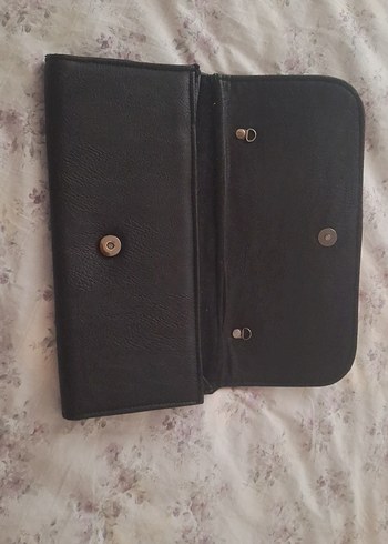 Siyah Deri Tokalı Rock Punk Kadın Portföy Çanta - Görsel 2