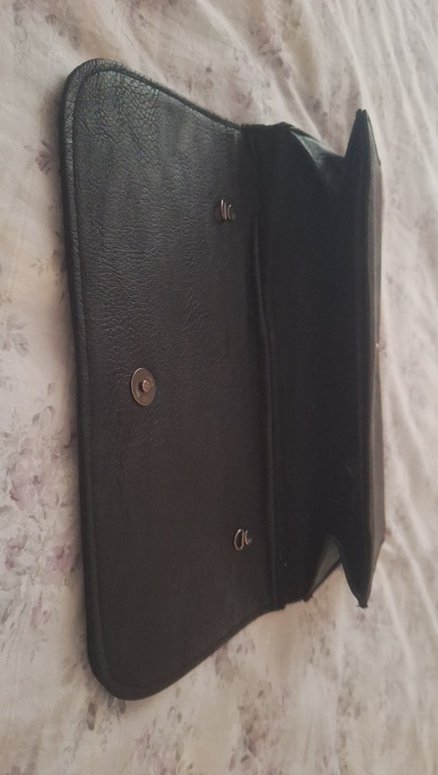 Siyah Deri Tokalı Rock Punk Kadın Portföy Çanta - Görsel 4