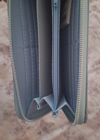 Mavi Deri Fermuarlı Kadın Cüzdanı - Görsel 4