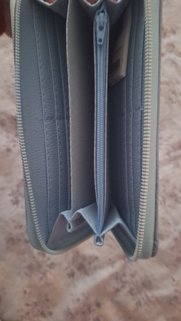 Mavi Deri Fermuarlı Kadın Cüzdanı - Görsel 4