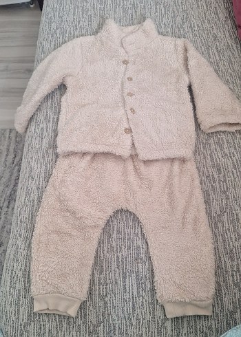 Krem Bebek Erkek Uzun Kollu Düğmeli Takım
