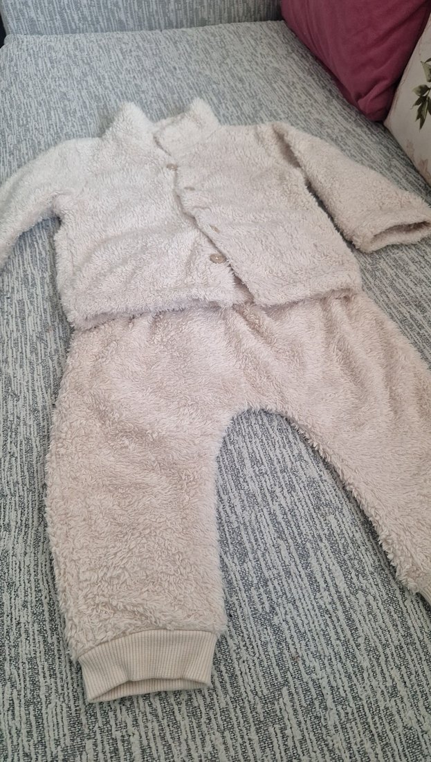 Krem Bebek Erkek Uzun Kollu Düğmeli Takım - Görsel 3