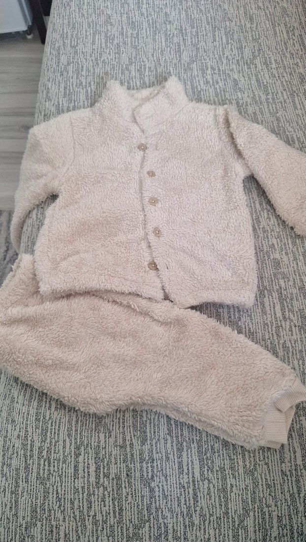 Krem Bebek Erkek Uzun Kollu Düğmeli Takım - Görsel 5