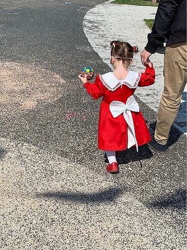 Kırmızı özel gün bebek elbisesi - Görsel 7