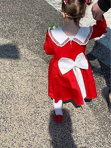 Kırmızı özel gün bebek elbisesi - Görsel 8