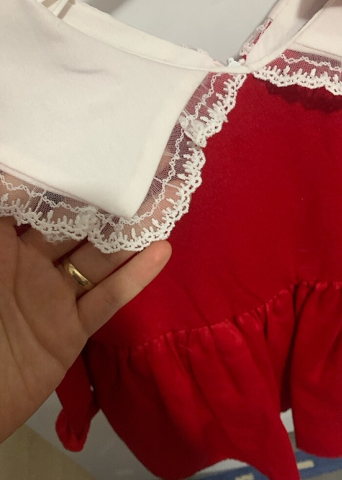 Kırmızı özel gün bebek elbisesi - Görsel 4