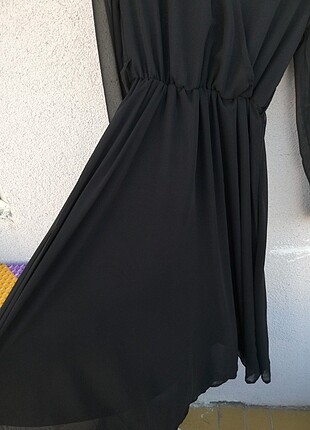 l Beden siyah Renk Şifon elbise
