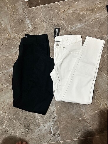 H&M koyu haki pantolon beyaz pantolon