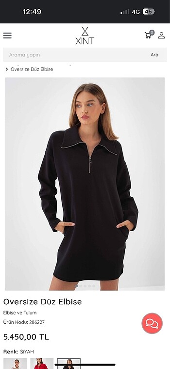 Oversize siyah uzun kollu kısa elbise