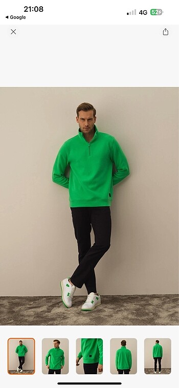 xl Beden Yeşil kadife regular fıt sweatshirt
