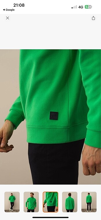 xl Beden yeşil Renk Yeşil kadife regular fıt sweatshirt
