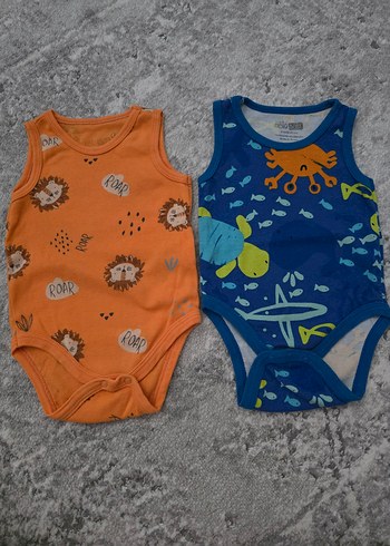 Renkli Desenli Kolsuz Bebek Body Seti - Görsel 2