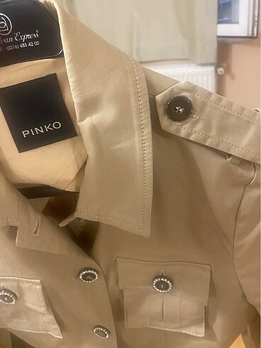 s Beden Pinko trençkot taşlı düğme detaylı
