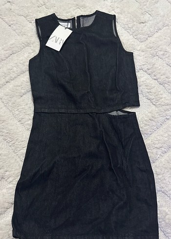 xs Beden siyah Renk Siyah Denim Midi Straplez Elbise