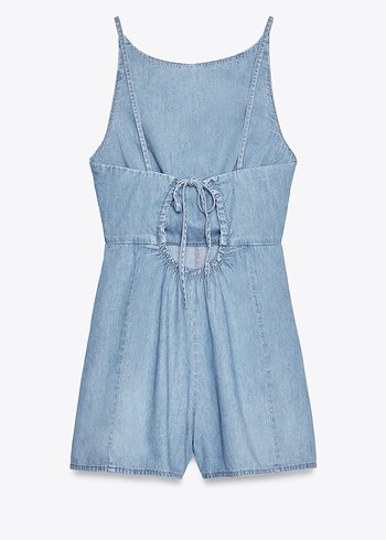 Zara Mavi Denim Midi Kadın Tulum