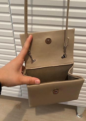 Bej Deri Kadın Omuz Çantası - Görsel 4
