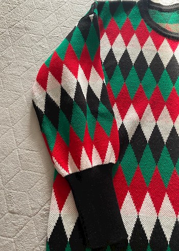 Renkli Desenli Kadın Triko Kazak - Görsel 4