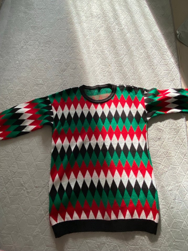 Renkli Desenli Kadın Triko Kazak - Görsel 2