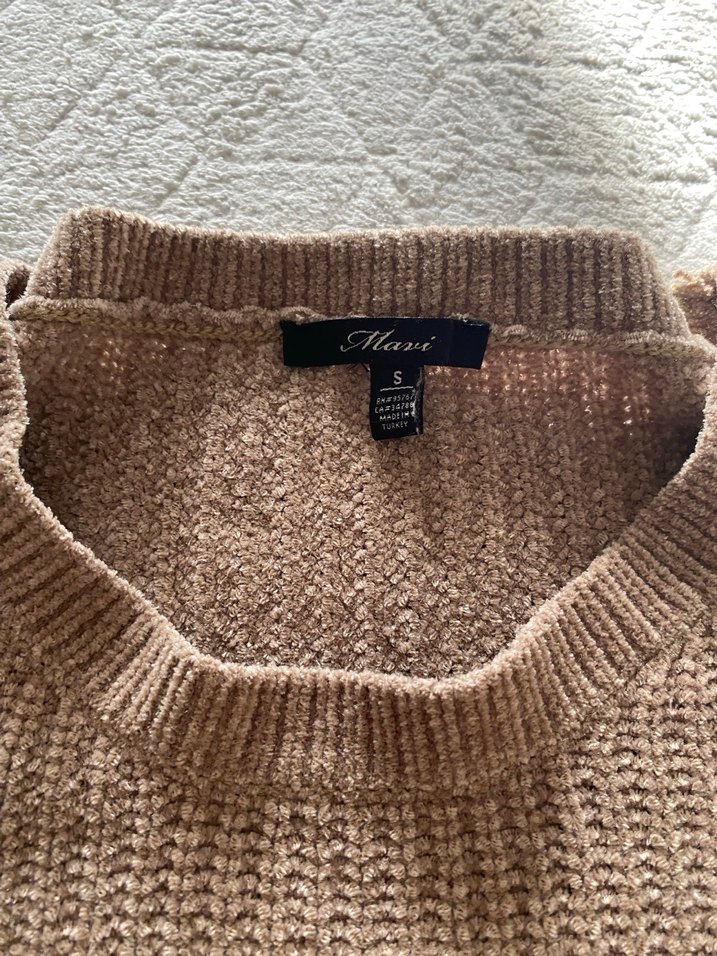 Bej Kadın Örgü Yün Kazak - Görsel 4