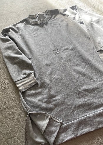 Gri Uzun Kollu Kadın Sweatshirt - Görsel 3