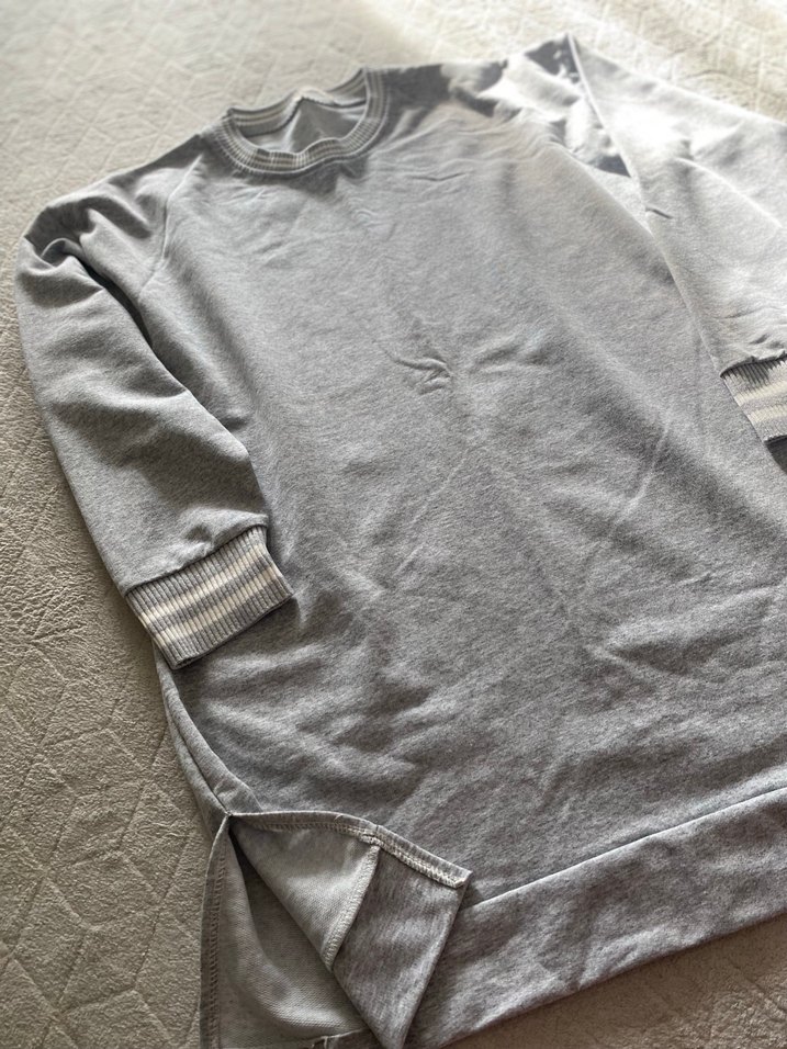 Gri Uzun Kollu Kadın Sweatshirt - Görsel 3