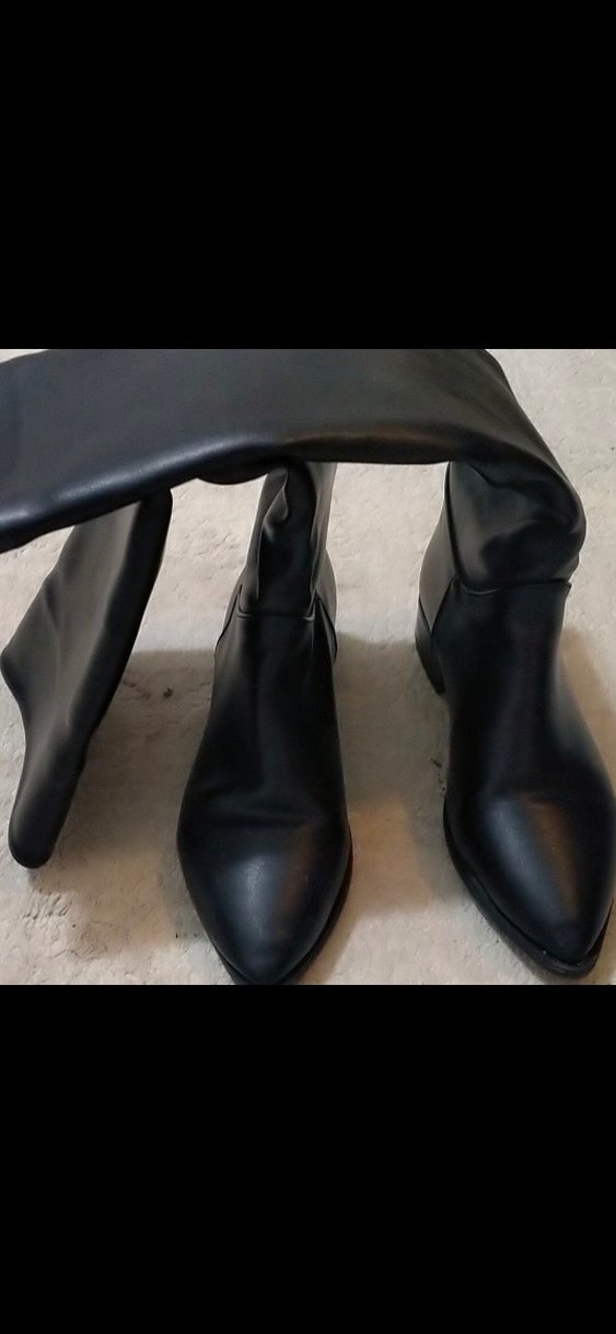 Siyah Deri Dizüstü Kadın Çizme - Görsel 2