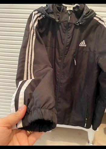 Adidas Siyah Kapüşonlu Erkek Yağmurluk - Görsel 3