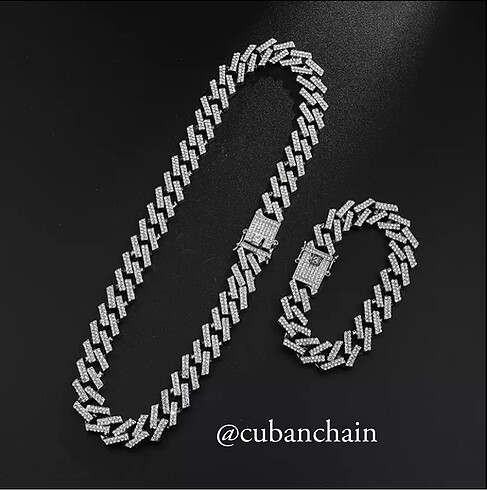 Cuban Chain z Model Kolye-Bileklik Set