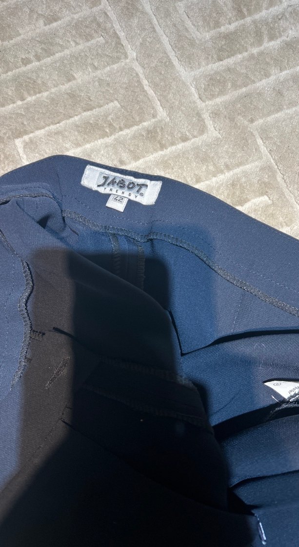 Lacivert Kadın Kumaş Pantolon, Yırtmaçlı - Görsel 2