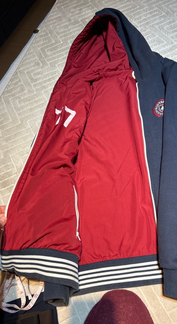 Bordo Astarlı Erkek Fermuarlı Sweatshirt - Görsel 2