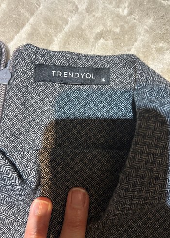 Gri Kemerli Midi Triko Elbise - Görsel 3