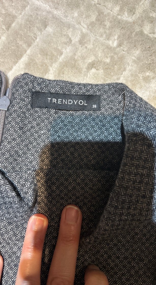 Gri Kemerli Midi Triko Elbise - Görsel 3