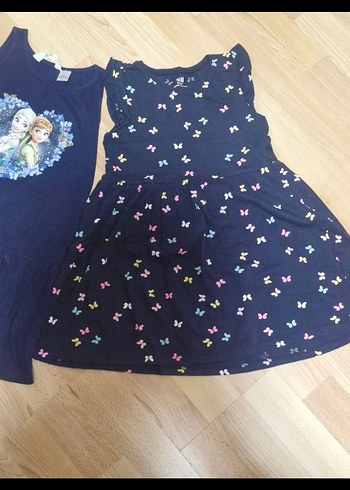 Kız Çocuk Desenli Pamuklu Elbiseler - Görsel 3