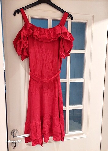 s Beden kırmızı Renk Koton , hareketli elbise