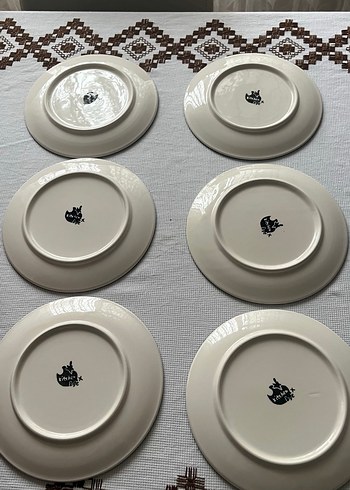 Siyah Desenli 6'lı Pasta Tabak Seti - Görsel 5