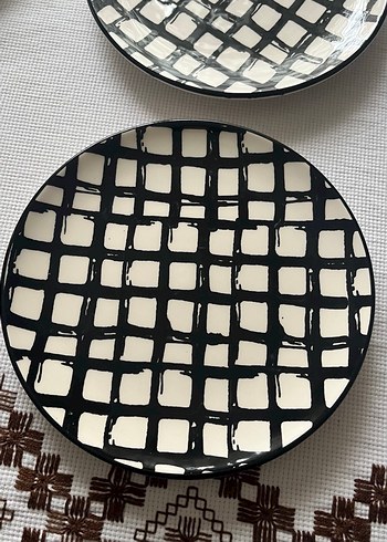 Siyah Desenli 6'lı Pasta Tabak Seti - Görsel 3