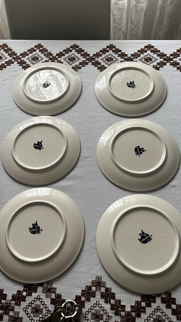 Siyah Desenli 6'lı Pasta Tabak Seti - Görsel 5