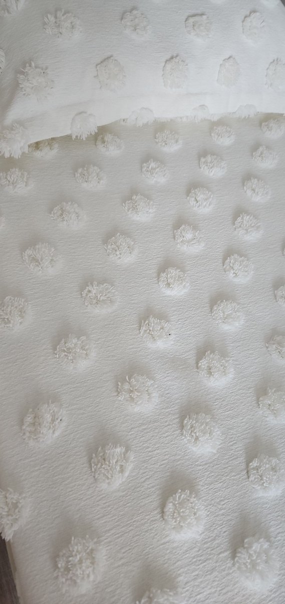 Beyaz Çocuk Yatak örtüsü ponpon Detaylı - Görsel 3