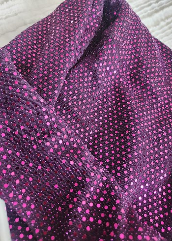 Uzun Kollu Mor Kadın Abiye Elbise - Görsel 4