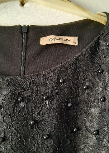 Boncuk İşlemeli Siyah Midi Kadın Elbise - Görsel 6