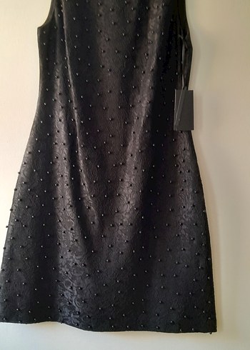 Boncuk İşlemeli Siyah Midi Kadın Elbise - Görsel 8